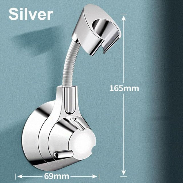 Binchi Outdoor Product Verstellbarer Duschkopfhalter in Silber, stanzfreie Duschhalterung mit Multi-Winkel-Drehfunktion aus Kunststoff und Chrom-Optik - Bild 1