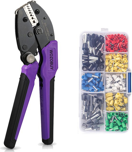 WOZOBUY Multifunktionale Crimpzange und Drahtabisolierzange in Lila, 0,25-10mm²/23-8AWG, inklusive Schneidezange für professionelles Handwerk - Bild 1