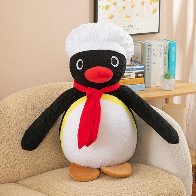 Yiran toy Kochpinguin Plüschtier, mit Kochmütze und rotem Halstuch, 65cm - Bild 1