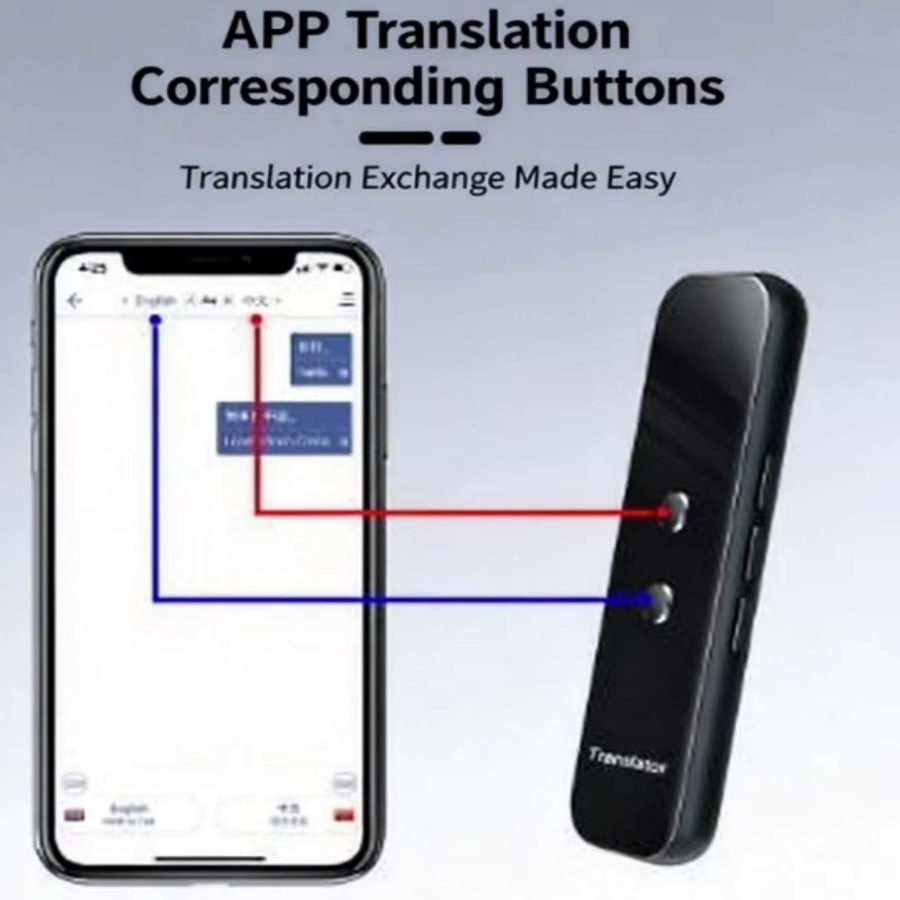 Bytelike Smart Bluetooth Voice Translator 4.2 Echtzeit Übersetzer mit App-Steuerung für 70 Sprachen in Schwarz - Bild 5