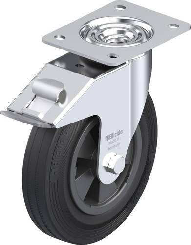 Blickle Lenkrolle LE-VPP 200R-FI mit Feststeller in Schwarz und Silber, Rad-Durchmesser: 20 cm, Tragfähigkeit: 205 kg - Bild 1