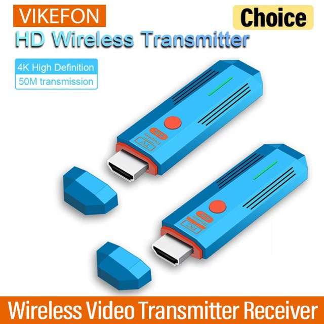 VIKEFON HDMI Wireless Video und Audio Transmitter Empfänger Extender 4K UHD Media Streamer Dongle in Blau mit 50m Reichweite - Bild 1