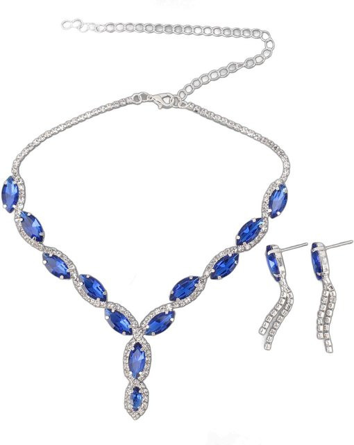 Neoglint Schmuckset, Halskette, Ohrringe, blau, Kristall, Damen - Bild 1