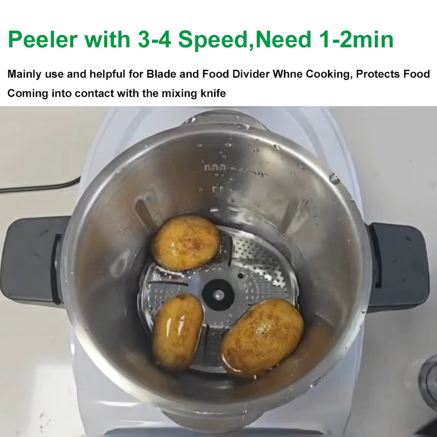 Olevo Schäler Set für Monsieur Cuisine Connect und Smart: Potato Peeler, Cutter Mix Blade und Food Divider Cover in Silber - Bild 2