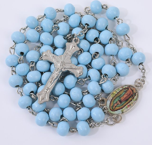 YKGDE Halskette, Blau, Holz, Kreuz-Anhänger, Unisex - Bild 1