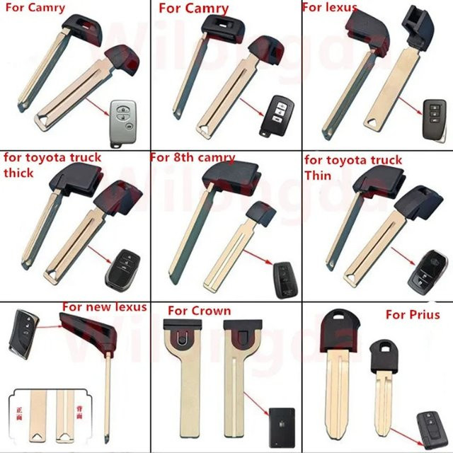 10 Stück Wilongda Notfall Smart Remote Key Blade für Toyota Smart Card Fernbedienung in Silber, passend für Camry, Rav4 und Lexus Cruiser - Bild 1