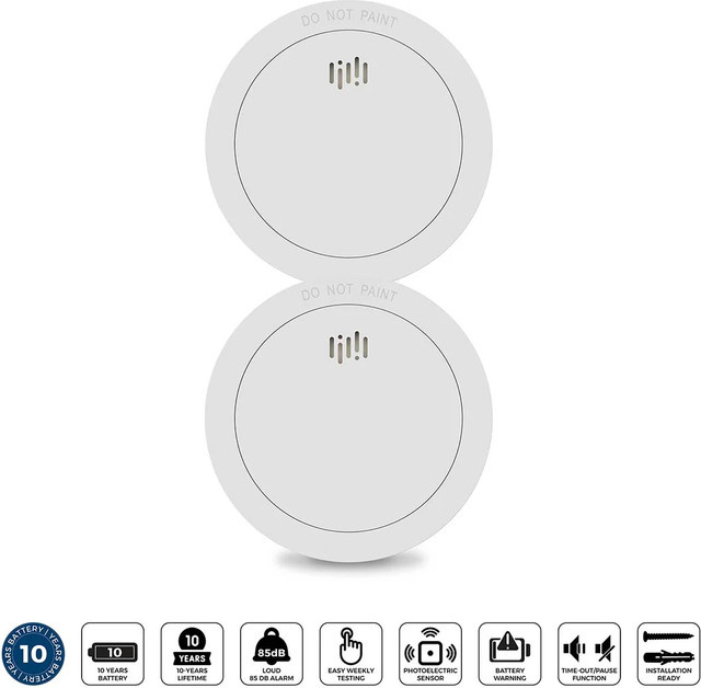 Alecto Rauchmelder Set SD1030, 2er Pack, Weiß, mit 10 Jahren Batterie- und Sensorlaufzeit - Bild 1