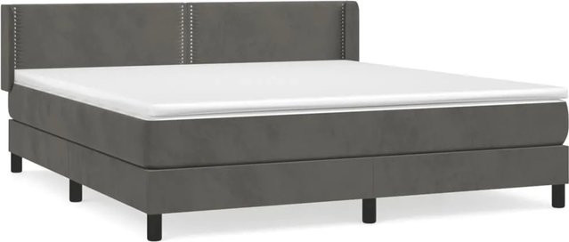 vidaXL Boxspringbett mit Matratze in Grau aus Samt, Hybridbett mit Taschenfederkern, B/T/H: 160 x 200 x 78 cm - Bild 1