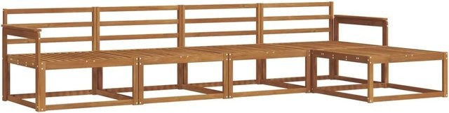 vidaXL Outdoor-Sofagarnitur 5-teilig aus Massivholz Akazie in Braun, L-Form mit Hocker und Armlehnen - Bild 1