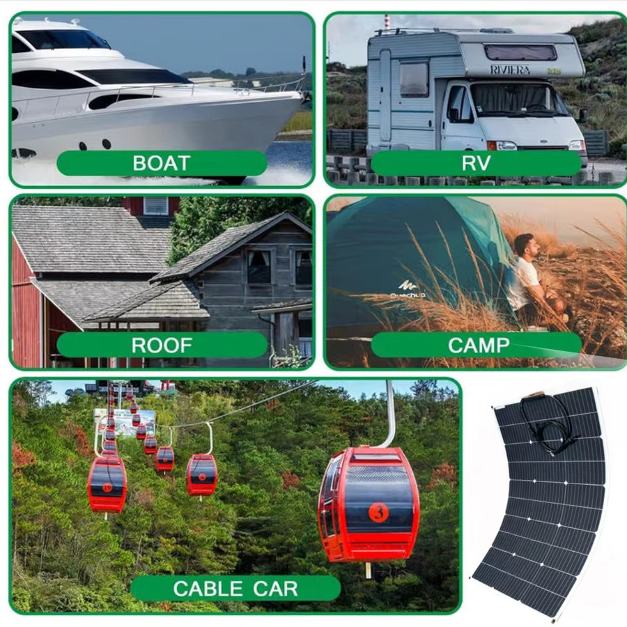 JINGYANGPV 100W PET Flexibles Monokristallines Solarmodul Tragbares Solarladegerät in Schwarz für Wohnmobile Camping Yachten und Outdoor-Batterieversorgung - Bild 7