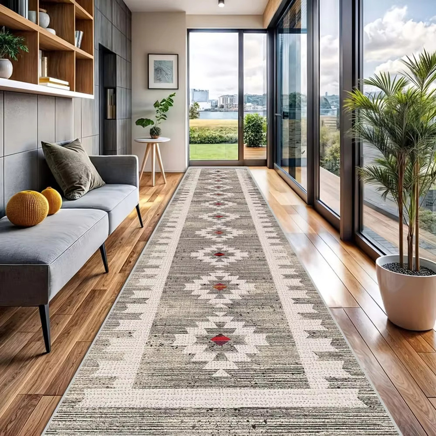 VIKAMA Flur-Teppich im Retro-Ethno-Stil, rutschfeste Küchenmatte und Wohnzimmer-Teppich, mehrfarbig, rechteckig - Bild 2