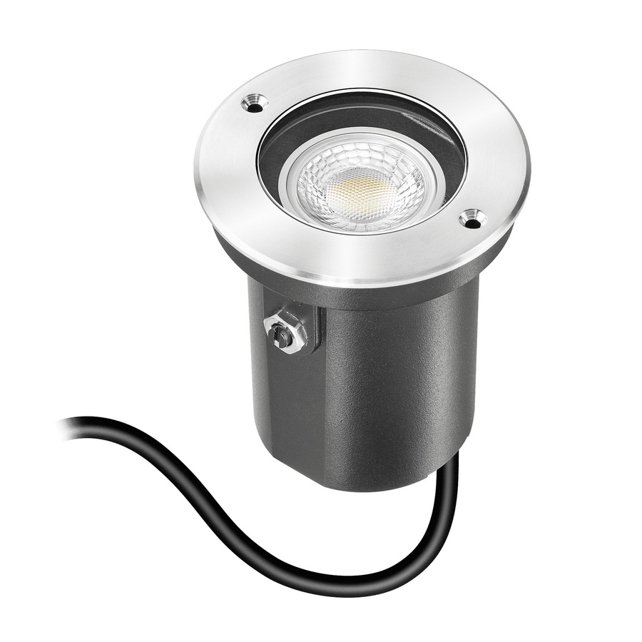 Luxvenum Bodeneinbauleuchte Area aus Edelstahl in Silber mit Betondose, schwenkbarer LED-Leuchte IP67, dimmbar, rund für Außenbereich, Garten und Terrasse - Bild 1