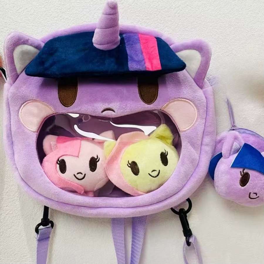 Hasbro My Little Pony Ita Bag Pinkie Pie Twilight Sparkle Plüsch-Rucksack, Umhängetasche mit Klarsichtfenster - Bild 3