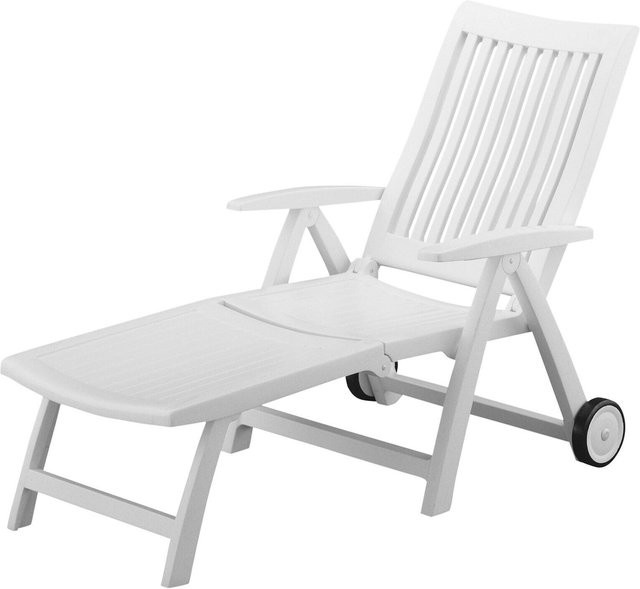 Kettler Roma Rollliege in Weiß aus Kunststoff mit Rollen und Armlehnen, B/T/H: 185 x 71 x 40,5 cm - Bild 1