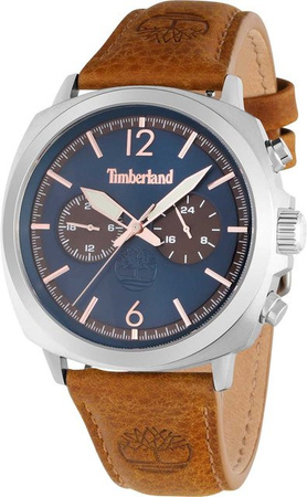 Timberland Herrenuhr, Quarz, Edelstahl, Leder, Blau, 44 mm, 5 ATM