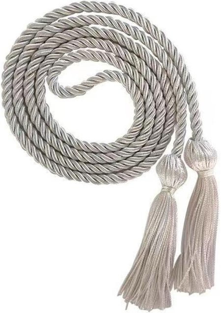 Abschlusskordel Polyesterfaden, Ehrenschnur, lange Quasten, beige, Unisex - Bild 1