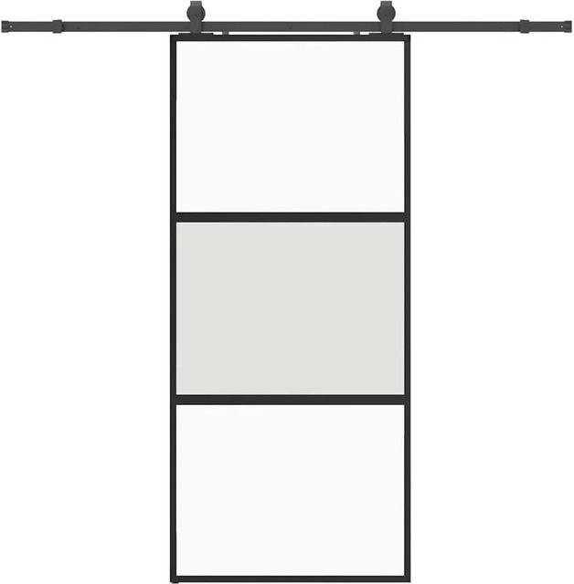 vidaXL Schiebetür aus Hartglas mit Beschlag in Schwarz, B/H: 90 x 205 cm - Bild 1