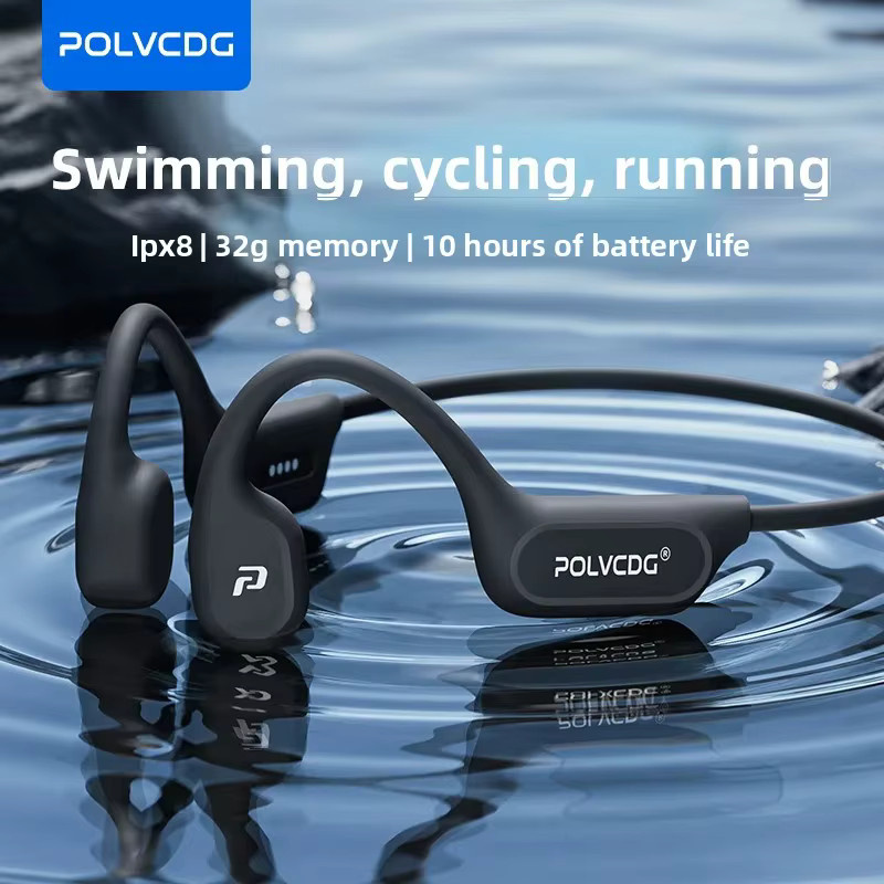 POLVCDG X9 Knochenleitungs-Kopfhörer mit 32G Speicher, IPX8 wasserdicht, Offenes Design für Schwimmen, Laufen und Radfahren - Bild 2