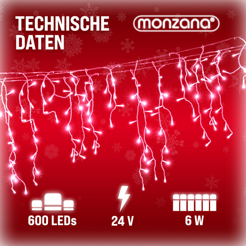 Monzana LED Regenlichterkette in Weiß mit 20 m Länge für Außen- und Innenbereich (IP44) - Bild 5