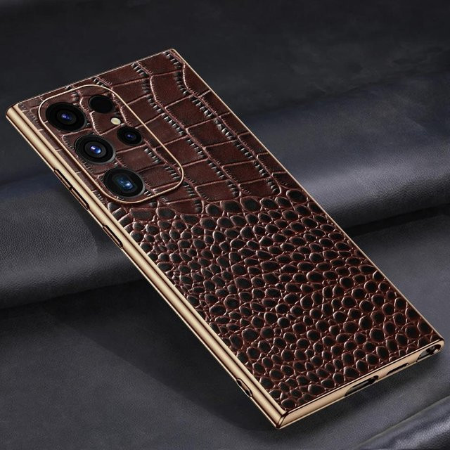 Echte Leder Handyhülle für Samsung Galaxy S25, S24, S25 Ultra, S24 Ultra und S25 Plus in Schwarz - Bild 1