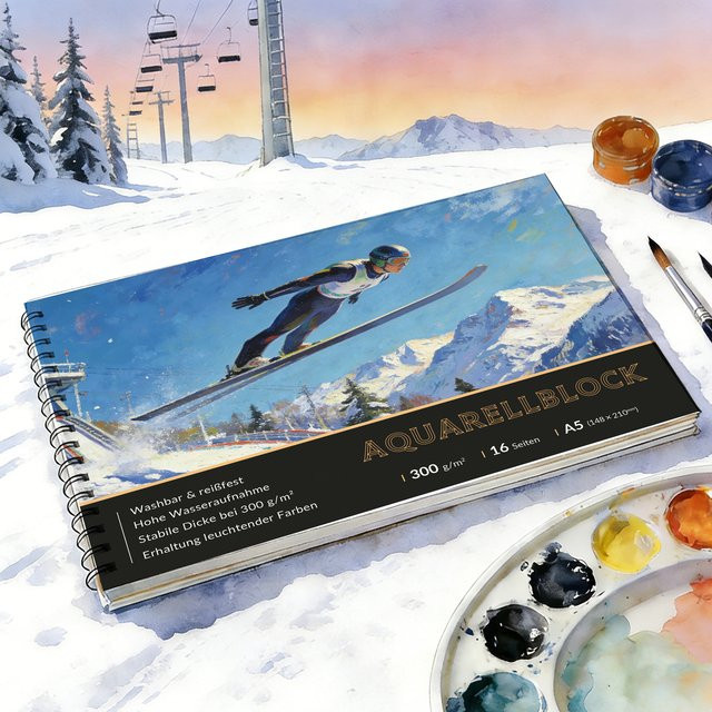 A5 Spiralgebundener Aquarellpapierblock mit 16 Blatt, 300g/m² schweres säurefreies Kaltgepresstes Kunstpapier in Weiß - Bild 1