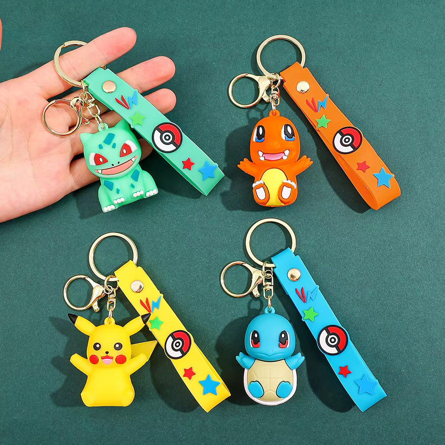 Pokémon Schlüsselanhänger-Set, Pikachu Eevee Charmander, Bunt, Unisex - Bild 2