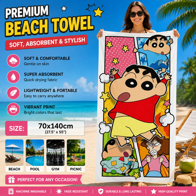 52TOYS Shin-chan Strandtuch aus Mikrofaser, schnelltrocknend, Mehrfarbig - Bild 1