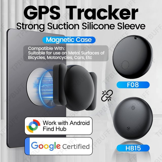 TPBUFF Smart Tracker Schutzhülle mit Magnethalter für Android und Google Find My, wasserdicht und stoßfest, Schwarz - Bild 1