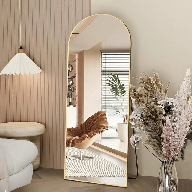 Anajqaqia Ganzkörperspiegel Gold, bodenstehender Spiegel mit Aluminiumrahmen und gehärtetem Glas, Höhe: 162 cm, Breite: 53 cm - Bild 1