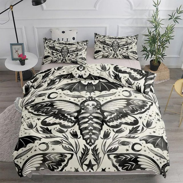 Bettwäsche-Set Gothic Fledermaus von Your Warm Home in Schwarz, Material Mikrofaser Polyester, B/H: 135 x 200 cm - Bild 1
