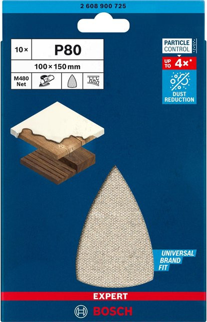 Bosch Expert Schleifnetz für Multischleifer ungelocht Körnung 80 B: 150 mm, H: 100 mm, 10 Stück - Bild 2