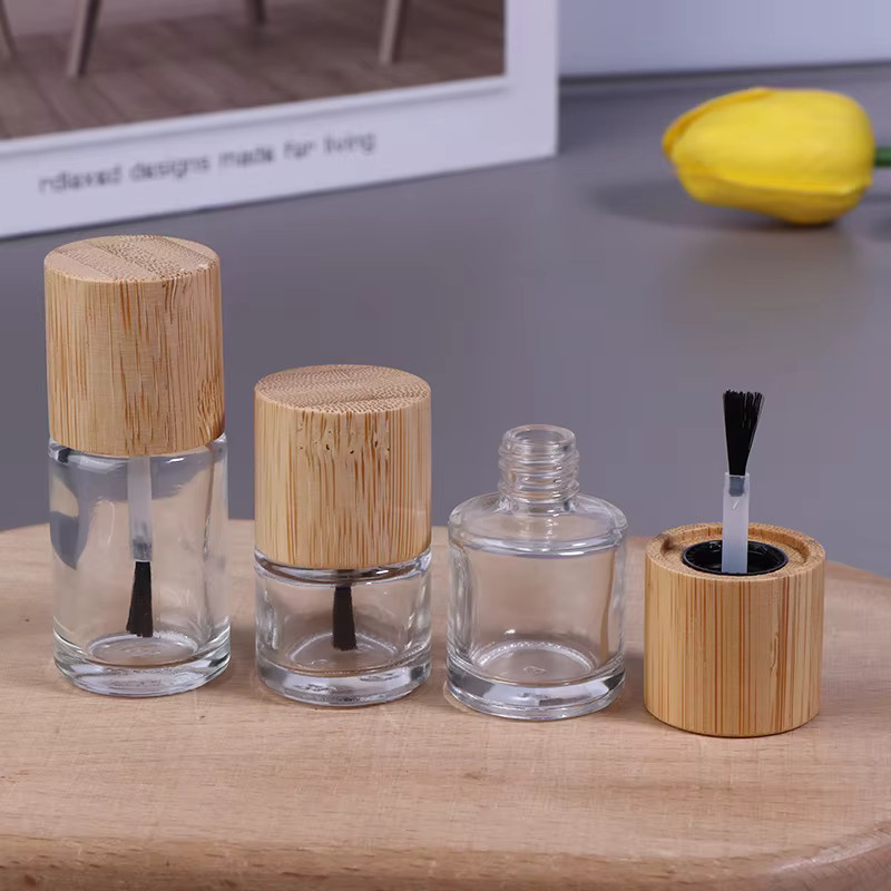 KuZHEN Glasflasche für Nagelöl mit Pinsel, Deckel aus Massivholz und Bambus - Bild 1