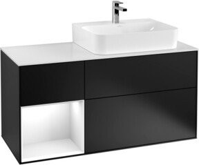 Villeroy & Boch Finion Waschtischunterschrank mit Abdeckplatte und Regalfach in Weiß lackiert, Breite: 120 cm - Bild 1