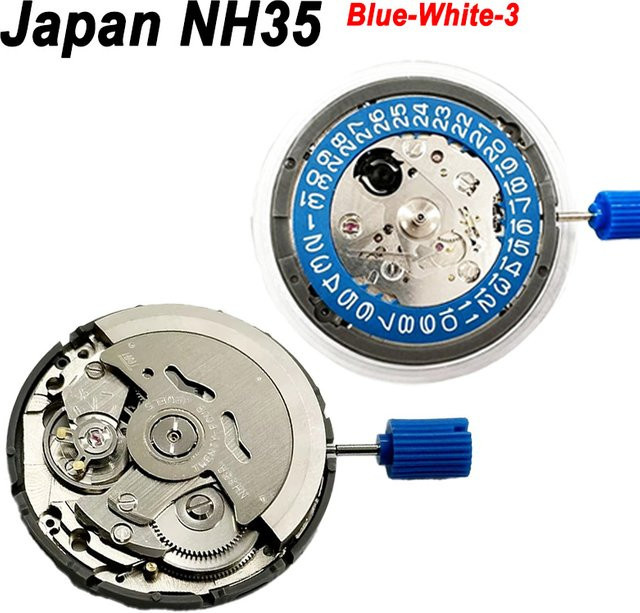 ATEND Uhrenersatz NH35A, Automatik, blaues Zifferblatt, Edelstahl, Silber, Unisex - Bild 1