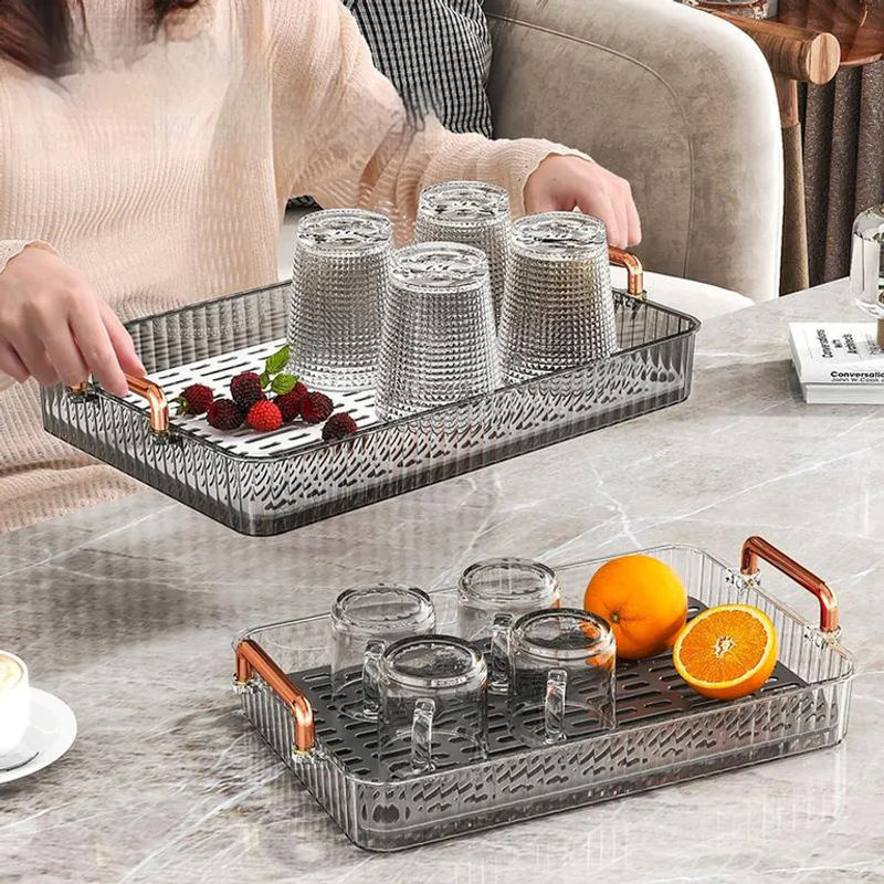 Bestbags Serviertablett aus Kunststoff in Transparent mit modernem geometrischem Design und Griff für Tee und Küche - Bild 3