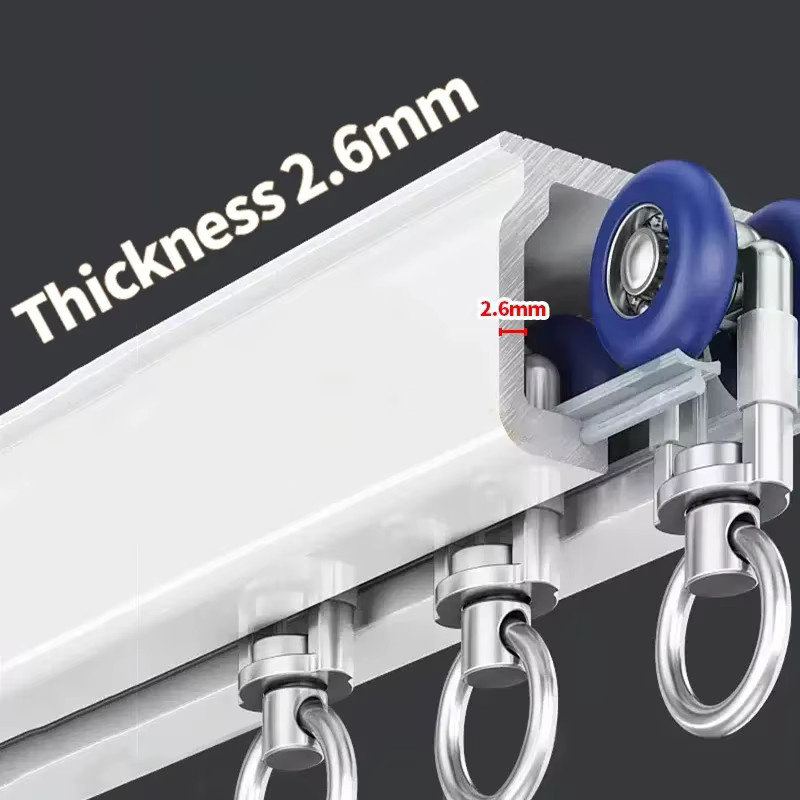 Extra dicke Vorhangschienen aus Aluminiumlegierung in Weiß für Einzel- und Doppelschienen-Haken, belastbar bis 120 kg - Bild 2