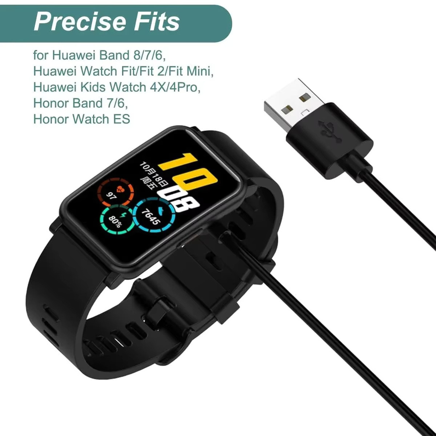 OAKCHARM Magnetisches USB Smartwatch Ladegerät für Huawei Band 10 9 8 7 6, Watch Fit und Honor Band 4X, Ersatzadapter Ladekabel, Schwarz - Bild 2