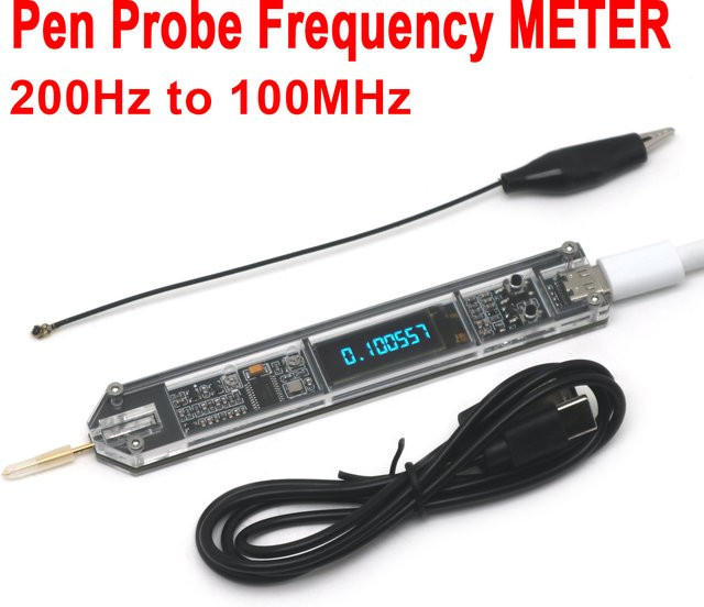 Dykbcells Digitaler Frequenzzähler mit OLED-Display und Stiftsonde für RF-Signalmessungen von 200 Hz bis 100 MHz - Bild 1