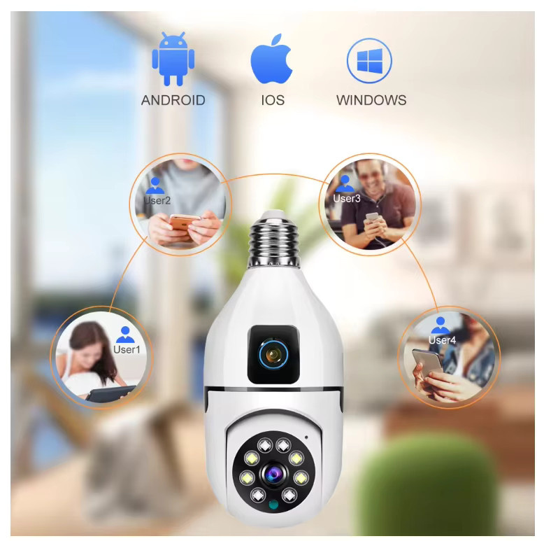 V380 PRO Mini WLAN Sicherheitskamera mit Dual-Objektiv, 2MP HD, Zwei-Wege-Audio und Bewegungserkennung, Weiß - Bild 3