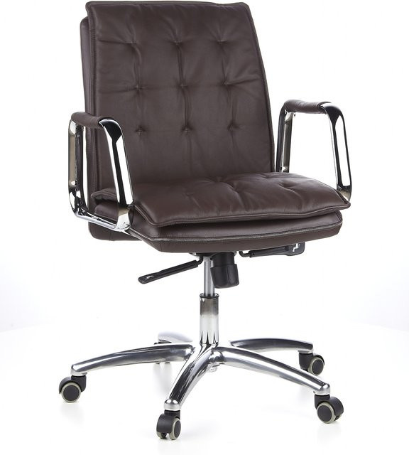 hjh OFFICE Profi Chefsessel VILLA 10 aus Leder mit Armlehnen in Braun - Bild 1