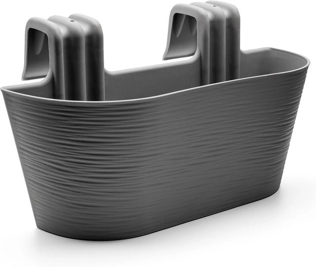 BigDean 4er Set Blumenkasten für das Balkongeländer mit Wasserspeicher in Anthrazit, Breite: 43,5 cm - Bild 1