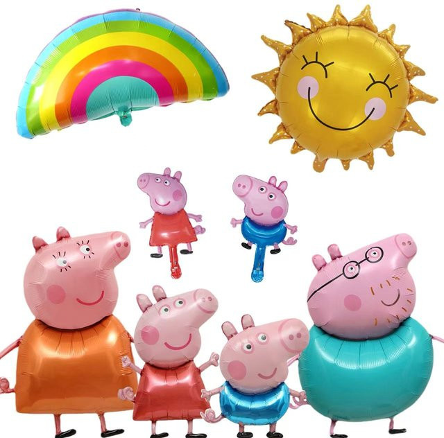 Hasbro Peppa Pig Geburtstagsballon-Arrangement mit Peppa, George und Suzy Sheep Folienballons und Glitzer-Mylar-Akzenten zur Tischdekoration für Kinder - Bild 1