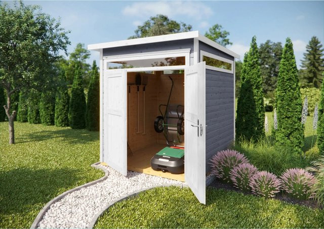 WEKA Gartenhaus 265 mit Flachdach in Grau inklusive Boden, B/H/T: 220 x 234 x 250 cm - Bild 1