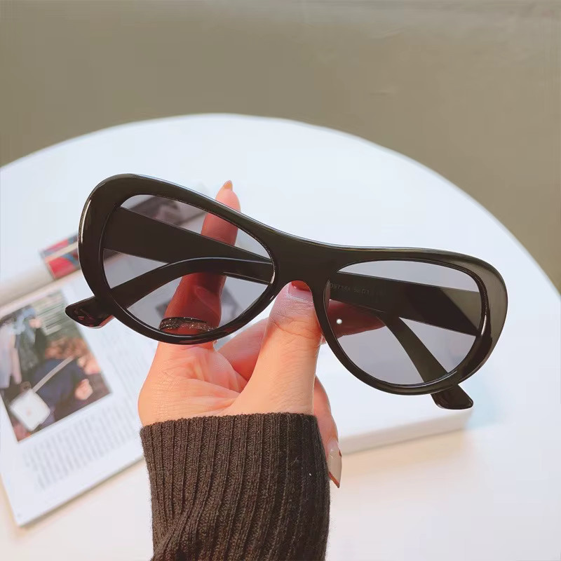 Samjune Sonnenbrille Oval, Vollrand, Kunststoff, Weiß, Schwarz, Unisex - Bild 3