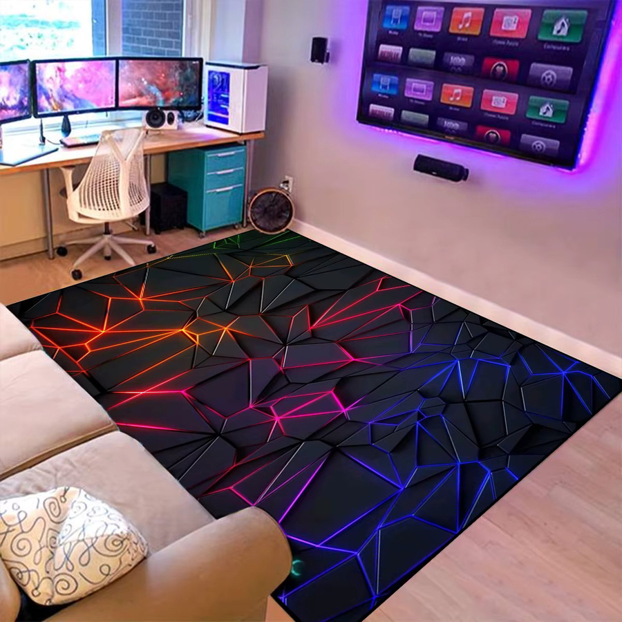 Moderner Gaming-Teppich in Schwarz mit Laserlicht-Design, rutschfest und verschleißfest, B/T: 230 x 160 cm - Bild 2