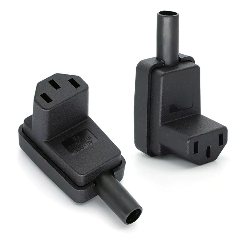 JCD IEC 320 C13 Buchsenstecker 90 Grad abgewinkelt, elektrischer AC-Stecker 10 A 250 V für Netzkabel, Schwarz - Bild 6