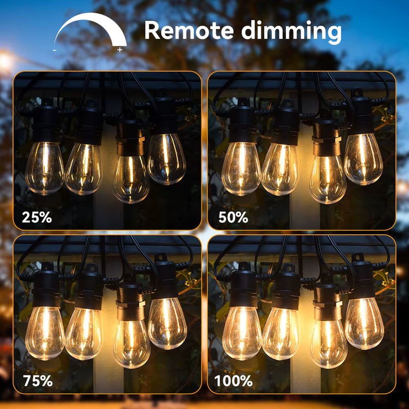 Burhui S14 Solar LED Lichterkette Retro im transparenten Design, wasserdichte Solar-Lichtergirlande für Garten und Außenbereich - Bild 4