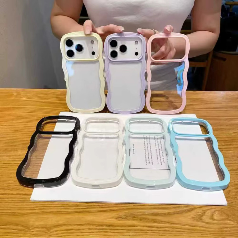 FUCHU Candy Wavy Lines Bumper Case stoßfeste transparente Handyhülle für iPhone 16 15 14 13 12 11 Pro Max Plus X XR XS Max 17 Air in Multicolour - Bild 2