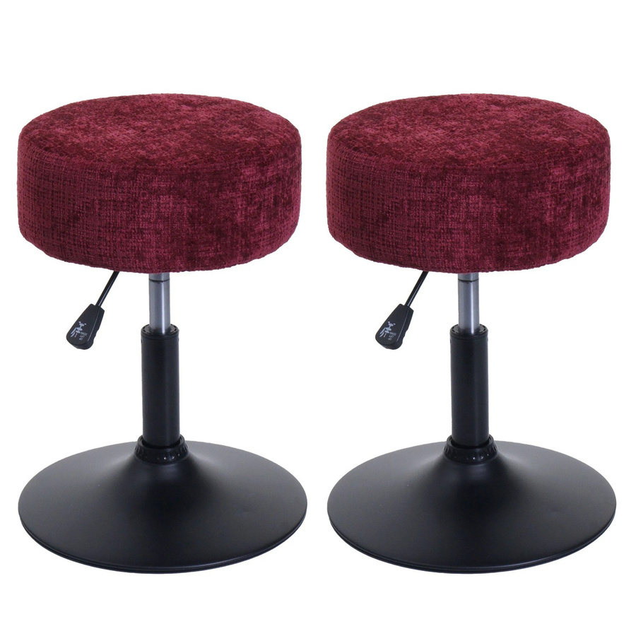 2er-Set MCW Sitzhocker C22 höhenverstellbar und drehbar in Bordeaux mit Chenille-Stoff Durchmesser: 37 cm - Bild 3