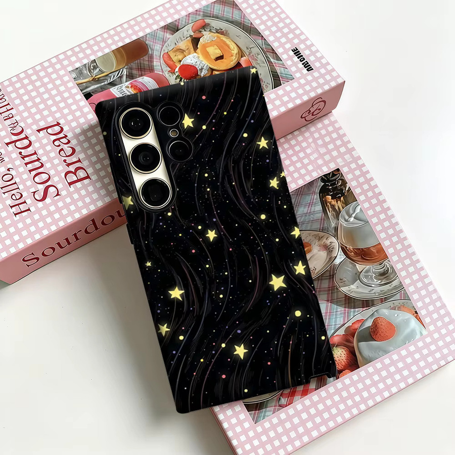 Stoßfeste Doppelschicht Handyhülle mit Sternenhimmel-Swirl Design für Samsung Galaxy S25 Ultra, S24 und S23 Ultra Plus - Bild 3